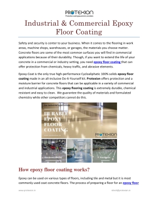 Industrial & Commercial Epoxy Floor Coating