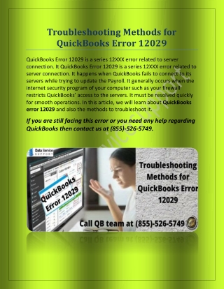 Troubleshooting Methods for QuickBooks Error 12029