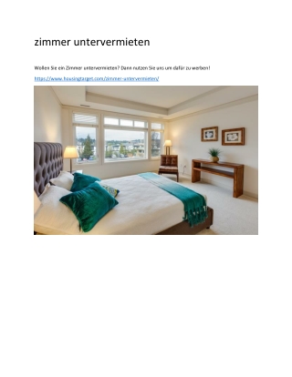 zimmer untervermieten