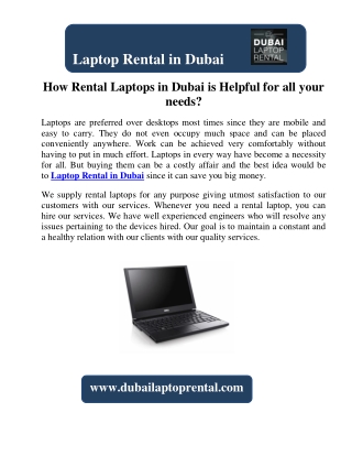 How Rental Laptops in Dubai is Helpful for all your needs?