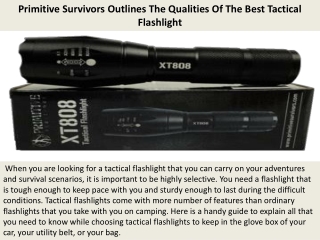 Primitive Survivors Outlines The Qualities Of The Best Tactical Flashlight