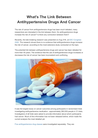 What's The Link Between Antihypertensive Drugs And Cancer