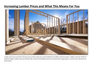 Increasing Lumber Prices and What This Means For You