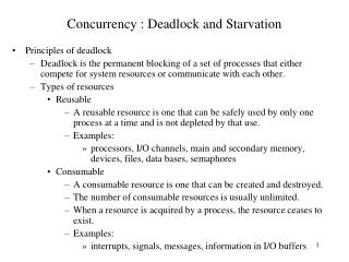 Concurrency : Deadlock and Starvation