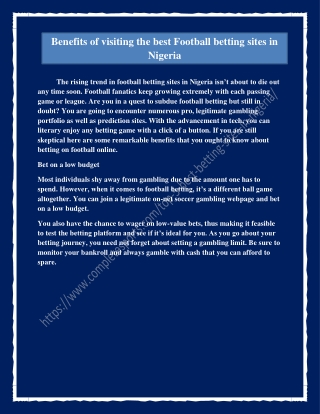 Benefits of visiting the best Football betting sites in Nigeria