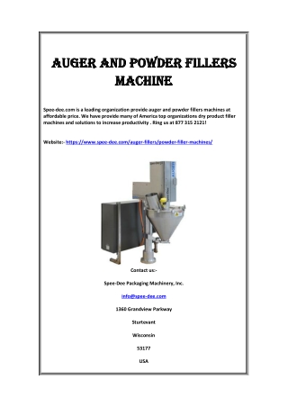 Auger And Powder Fillers MAchine