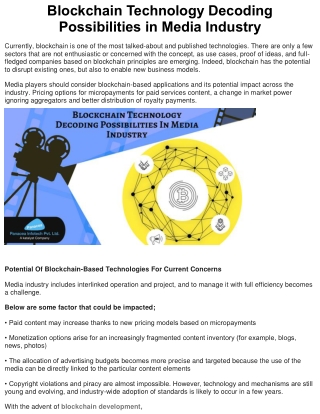 Blockchain Technology Decoding Possibilities in Media Industry