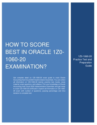 [PDF] How to Score Best in Oracle 1Z0-1060-20 Examination?