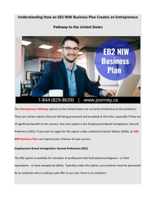 Understanding How an EB2 NIW Business Plan Creates an Entrepreneur Pathway to the United States