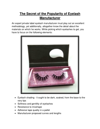 The Secret of the Popularity of Eyelash Manufacturer