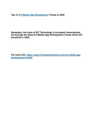 Top 15 IoT Mobile App Development Trends in 2020
