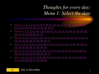 Thoughts for every day: Menu 1: Select the date