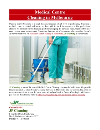 Medical Centre Cleaning in Melbourne