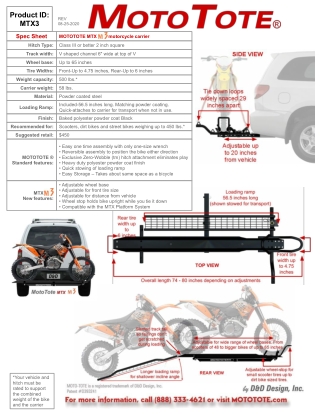 Spec Sheet for MotoTote MTX m3 Carrier