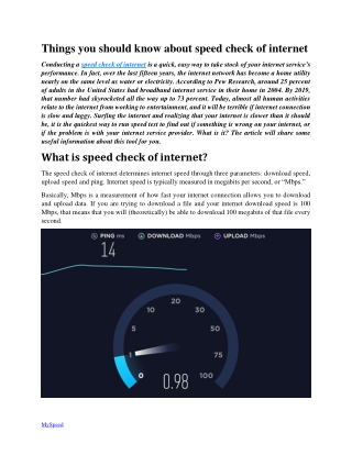 Things you should know about speed check of internet