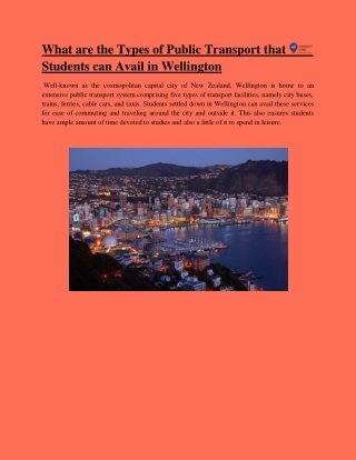 What are the Types of Public Transport that Student can avail in Wellington