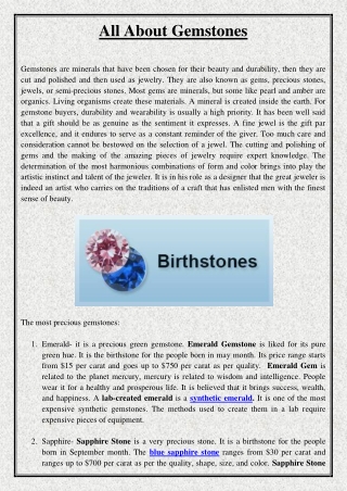 All About Gemstones