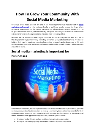 How To Grow Your Community With Social Media Marketing