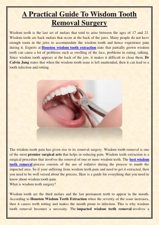 A Practical Guide To Wisdom Tooth Removal Surgery