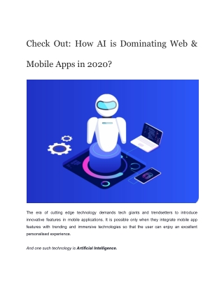 Check Out: How AI is Dominating Web & Mobile Apps in 2020?