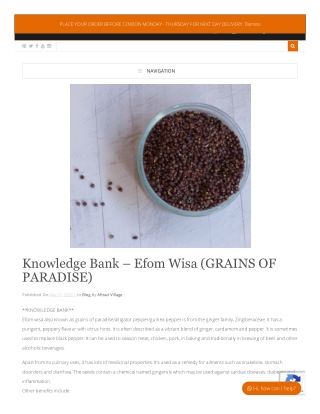 Knowledge Bank – Efom Wisa (GRAINS OF PARADISE)