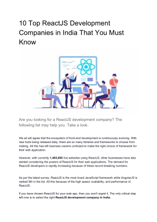 10 Top ReactJS Development Companies in India That You Must Know