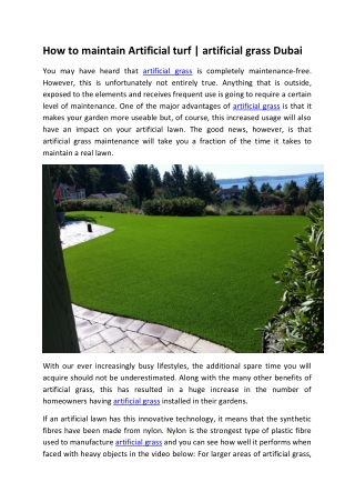 How to maintain Artificial turf | artificial grass Dubai
