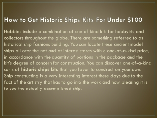 How to Get Historic Ships Kits For Under $100