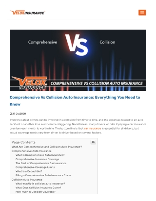 Comprehensive Vs Collision Auto Insurance: Everything You Need to Know