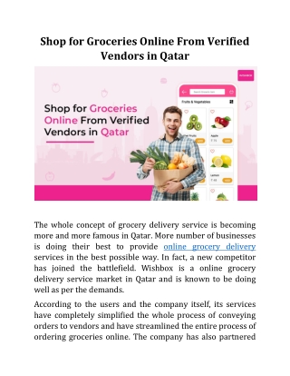 Shop For Groceries Online From Verified Vendors In Qatar