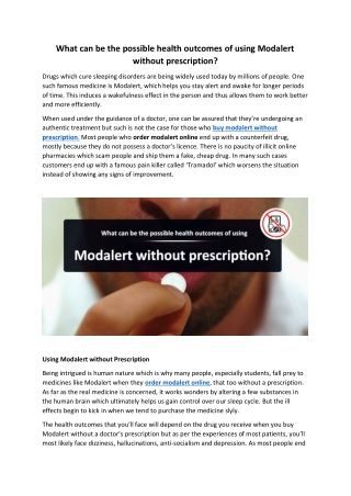 Health Outcomes of using Modalert Without Prescription | Modalert Side effects