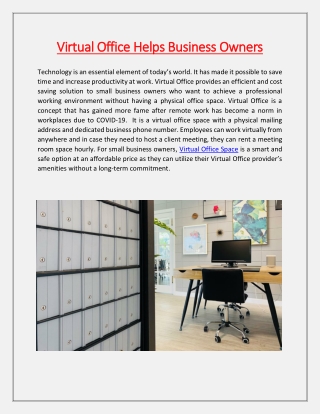 Virtual Office Helps Business Owners