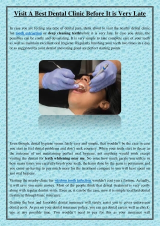 Visit A Best Dental Clinic Before It is Very Late