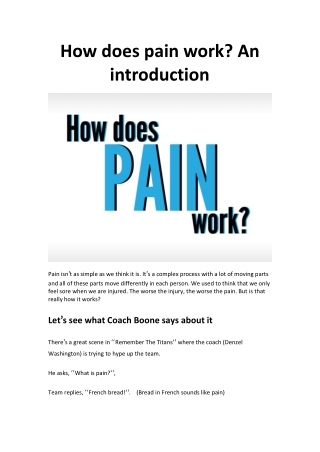 How does pain work? An introduction