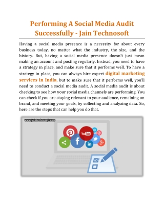 Performing A Social Media Audit Successfully - Jain Technosoft