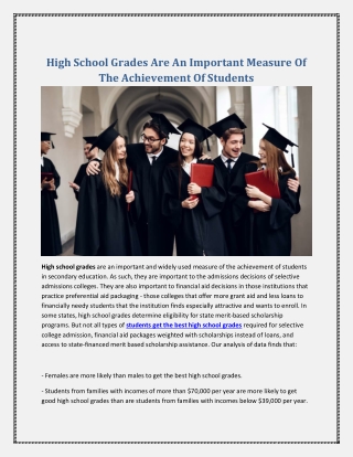 High School Grades Are An Important Measure Of The Achievement Of Students