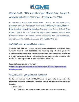 Global CNG, RNG, and Hydrogen Market Size, Trends & Analysis with Covid-19 Impact - Forecasts To 2026