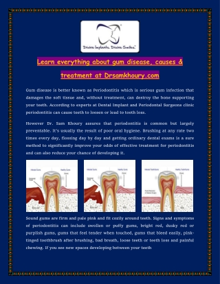 Learn everything about gum disease, causes & treatment at Drsamkhoury.com