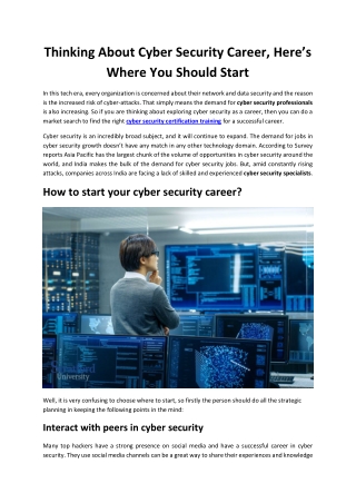 From Where You Should Start Your Cyber Security Career | ProICT Training