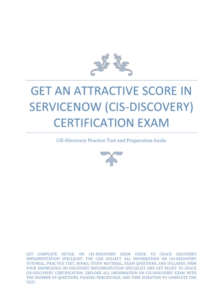 Get An Attractive Score in ServiceNow (CIS-Discovery) Certification Exam