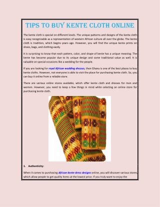 Tips to Buy Kente Cloth Online