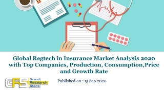 Global Regtech in Insurance Market Analysis 2020 with Top Companies, Production, Consumption,Price and Growth Rate