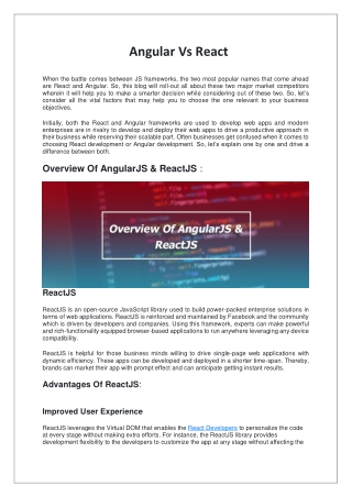 React Vs Angular