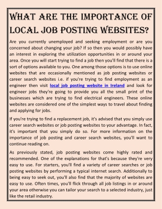 What Are The Importance Of Local Job Posting Websites