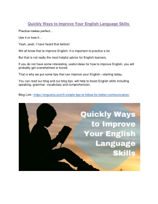 Quickly Ways to Improve Your English Language Skills