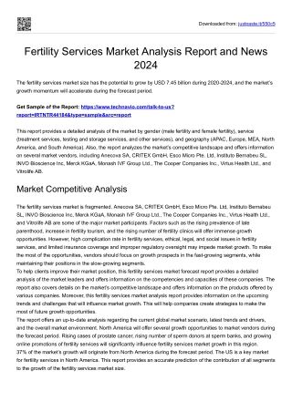 Fertility Services Market Analysis Report 2024