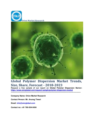 Global Polymer Dispersion Market Trends, Size, Share, Forecast - 2018-2023