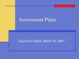 Assessment Plans