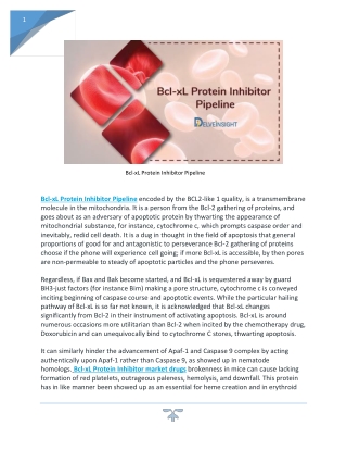 Bcl-xL Protein Inhibitor Pipeline