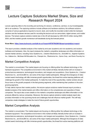 Lecture Capture Solutions Market Report 2024